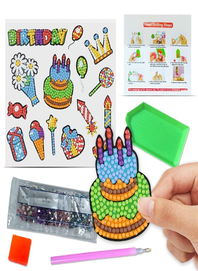LitVibes DIY Diamond Painting 5D Stickers,Mosaic Diamond Stickers Art and Craft kit for Kids & Children - (Birthday Designs) - Image 1